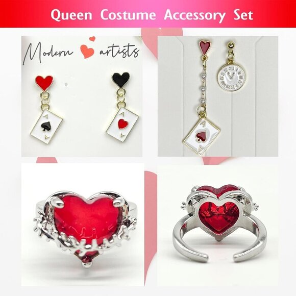 Queen Costume Accessories Set 6Pcs Heart Crown Scepter Choker for Women main image 7